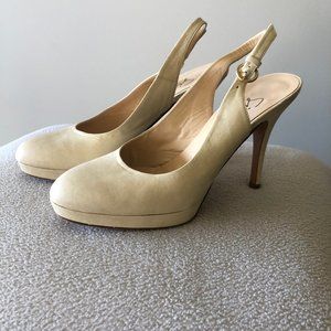 Italian leather white slingback heels